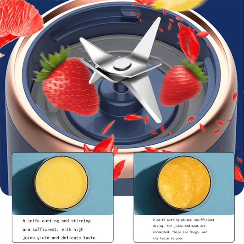 MAKE-Fruit Juicer For Shakes And Fruit Juicer USB Rechargeable Handheld Blenders With 6 Sharp Blades Easy To Clean